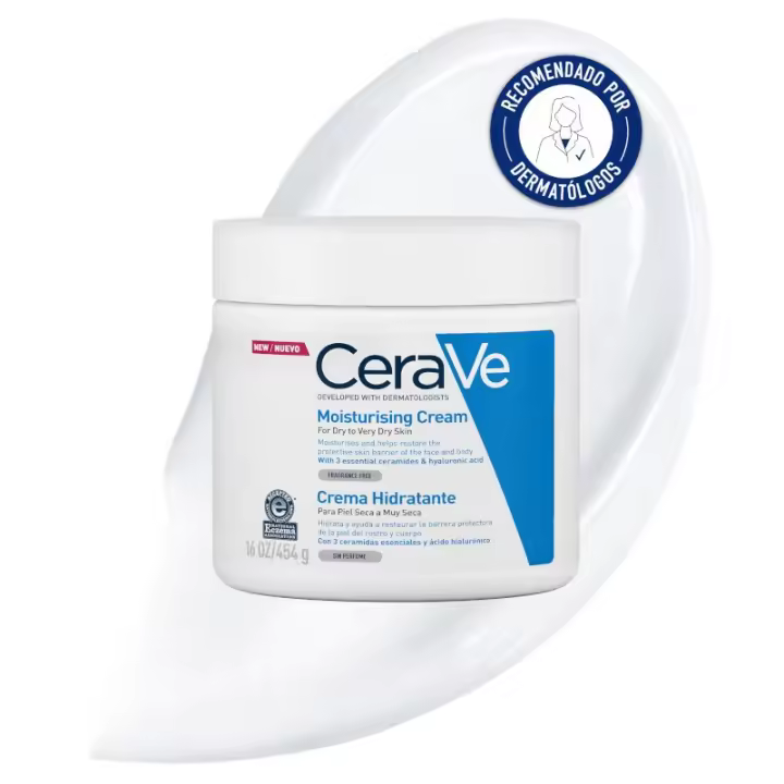 Cerave Crema Hidratante 454g para Piel Seca y Muy Seca con ácido Hialurónico y Ceramidas - 1