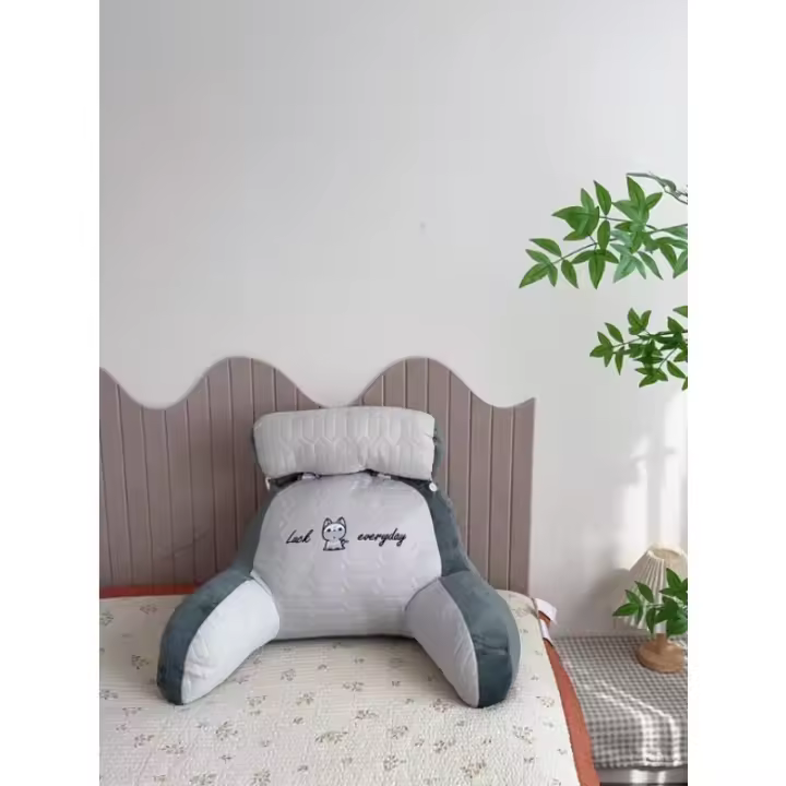 Cojín De Lectura Ajustable 1pc Soporte Ergonómico Para Espalda Para Cama/Sofá/Piso Diseño Cuadrado Gris Transpirable Y Confortable - 1