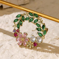 Broche De Flor Dorada Con Zirconia Joyería De Novia Lujo Accesorios Para Mujer Regalos Para Damas De Honor Adornos Elegantes Para Bodas - details 16
