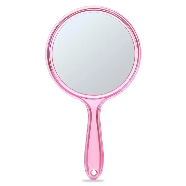 Espejo de mano, espejo de mano de doble cara, espejo de aumento 1X/2X con mango, paquete de 1 - 1