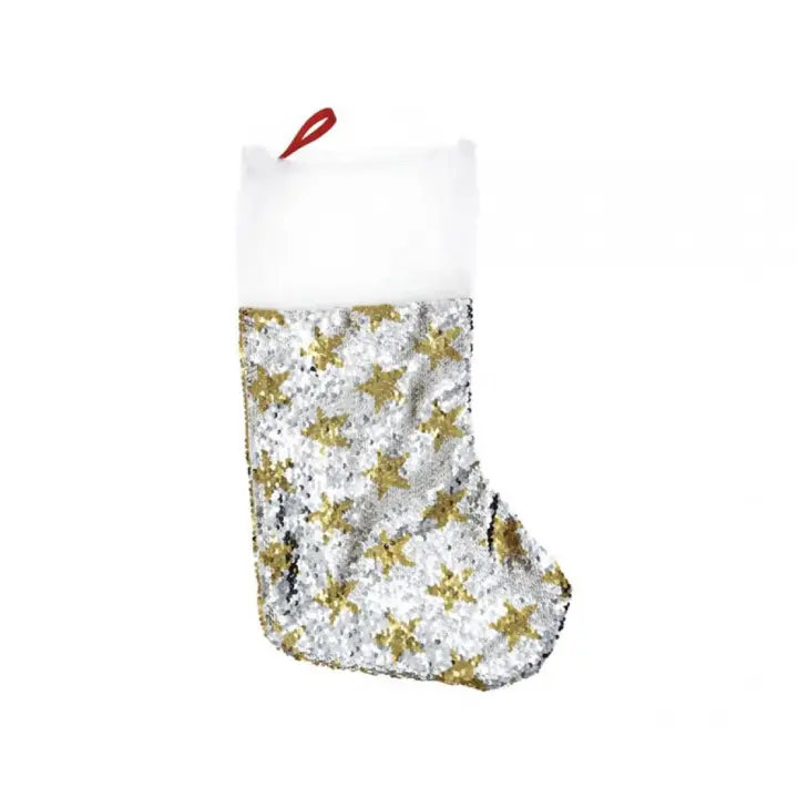 Partilandia Calcetín de Decoración de Navidad Dorado Bling Bling de 49 cm - 1
