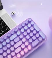 Teclado Inalámbrico Ergonómico 2.4G 106 Teclas Retro Con Teclas De Capa Redonda Función Multimedia Para PC/Laptop/Desktop - details 5