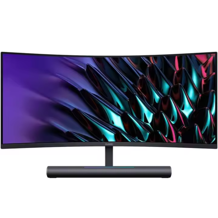 HUAWEI MateView GT 34 - Monitor Gaming 34” 3K (3440x1440, LCD 1500R, 21:9, 165Hz, Pantalla Ordenador anti parpadeo y luz Azul, Ajustable en Altura, Asistente Gamer, Barra de Sonido con micrófono y led dinámica),Negro - 1