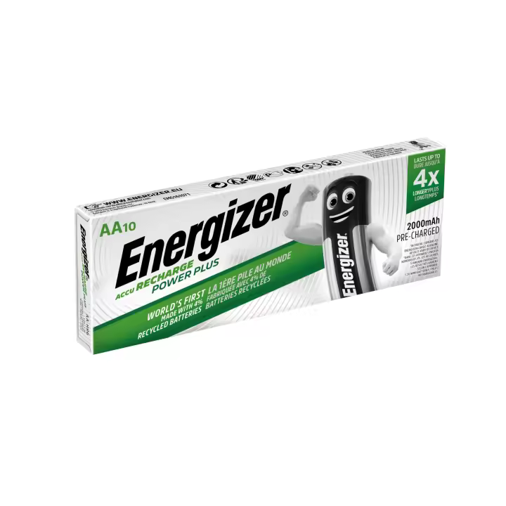 Energizer - Recargables, Pack de 10 pilas AA 2000 mAh, precargada, para dispositivos uso frecuente y cientos de recargas, sin sulfatación - 1