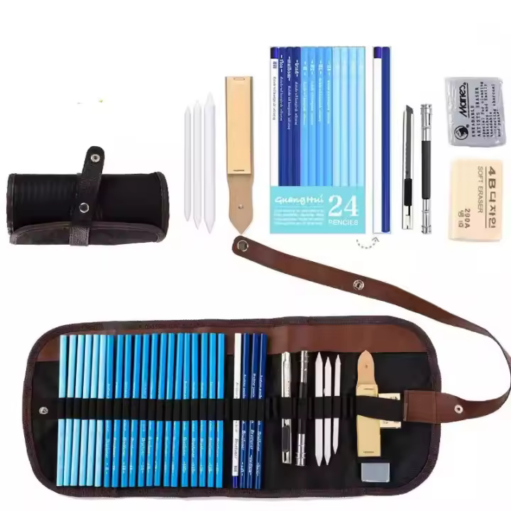 SET DE LAPICES DE DIBUJO, 34 PIEZAS CONJUNTO DE LAPICES DE DIBUJO, LAPIZ KIT DE ARTE PARA NIÑOS ADULTOS Y ESTUDIANTES PROFESIONALES, CON LAPICES GRAFITO E LAPICES CARBONCILLO - 1