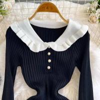 Vestido Largo De Punto Con Volantes YuooMuoo Estilo Francés Romántico Elegante Y Ajustado Para Mujer Con Manga Mariposa Mid-Calf Para Fiesta - details 22