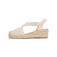 HLUNA - Sandalias de Cuña Esparto con Tacón con Banda Elástica cruzada - Puntera cerrada - Beige Verde Negro - hyj23-1 - details 2