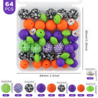Nuevos 64Pcs/Box De Bolas De Silicona Impresas Con Diamantes Para Hacer Joyas DIY Kit De Accesorios Para Cadena De Llaves Collar Pulsera - details 9