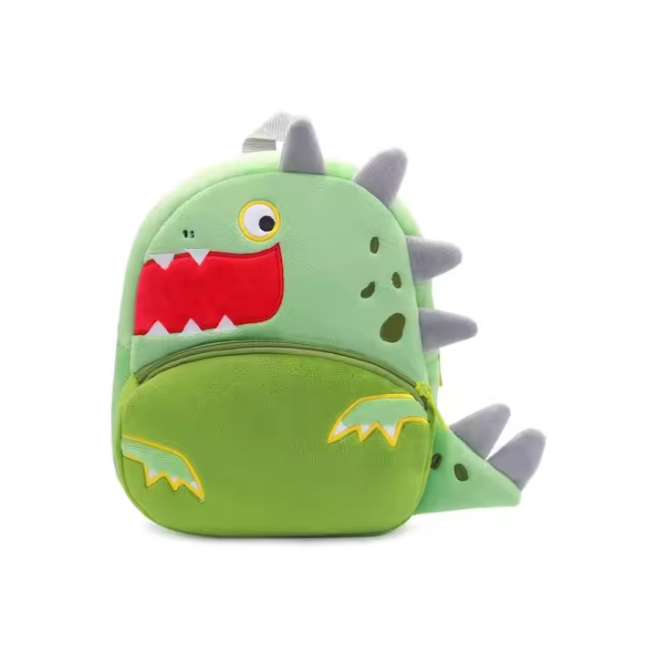 Mochipa Escolar Niños Dinosaurio Verde Boca Grande Lindo Dibujos Animados - 1