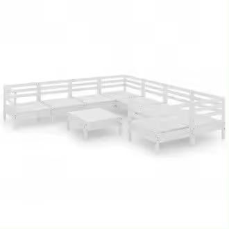 VIDAXL juego de muebles de jardín de color blanco con 9 piezas de madera maciza de pino - 1