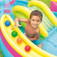 Piscina hinchable infantil INTEX Juegos con Arco Iris con tobogán, para mayores de 2 años, capacidad de 168-206L, base acolchada, medidas 191x295x109cm, incluye parche de reparación - details 5