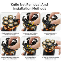Nueva Peluca Eléctrica Para Hombres 7D Independientemente 7 Cuchillas Cabeza Flotante Recargable Impermeable Con Multifuncional Trimmer Para Hombres - details 16