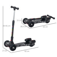 HOMCOM Patinete para Niños Scooter Plegable con Altura Ajustable de 4 Niveles y Música Luces y Nebulizador de Agua +3 Años 62x27x63-81 cm - details 2