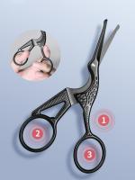 Tijeras Profesionales Para Pelo Facial Acero Inoxidable Redondas Para Barba Bigote Cejas Pestañas Corte Preciso Y Duradero - details 8