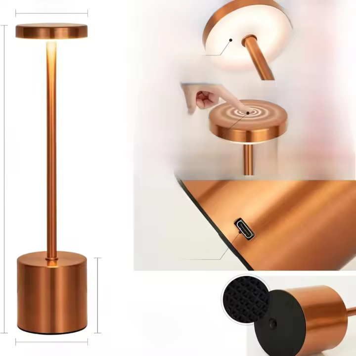Lámpara De Noche Recargable LED Creativa Con Tres Colores Toque Metálica Para Decoración De Barra Exterior Y Dormitorio - 1