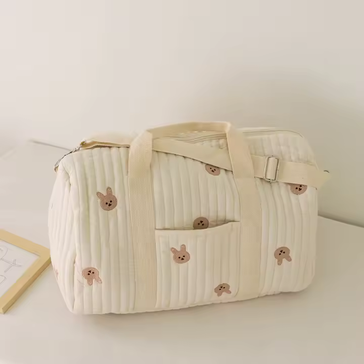 Bolso De Hombro Portátil De Oso Lindo Bordado Gran Capacidad Dibujos Animados Para Madre Bebé Padre Hijo Bolsa De Mamá - 1