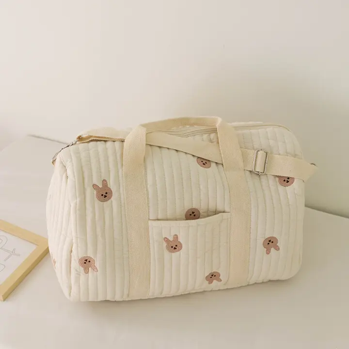Bolso De Hombro Portátil De Oso Lindo Bordado Gran Capacidad Dibujos Animados Para Madre Bebé Padre Hijo Bolsa De Mamá - 1