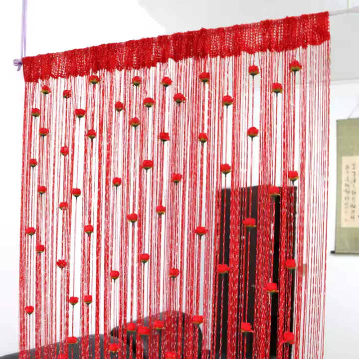 Cortina De Encaje Floral Romántica Con Borlas Para Decoración De Sala De Estar Y Salón De Belleza Divisoria De Puerta Translúcida Y Elegante - 1