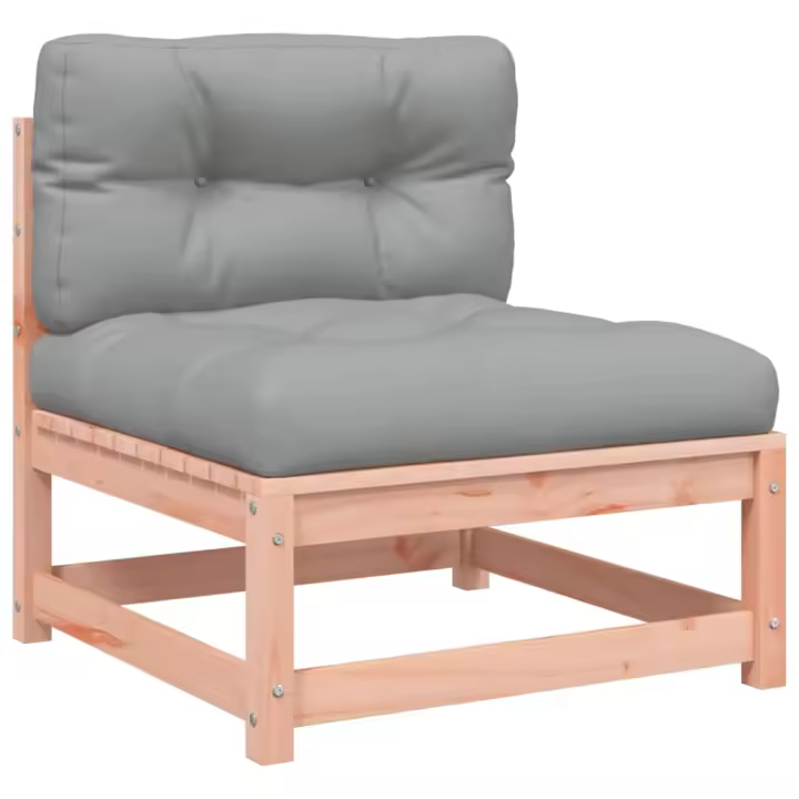 vidaXL Sofá de jardín sin reposabrazos con cojines madera maciza pino Natural y negro, Natural y girs, Marrón pino Conjunto Terraza Muebles Jardín Exterior Juego de Muebles de jardín Mueble Jardín Exterior Muebles de Salon Exterior - 1