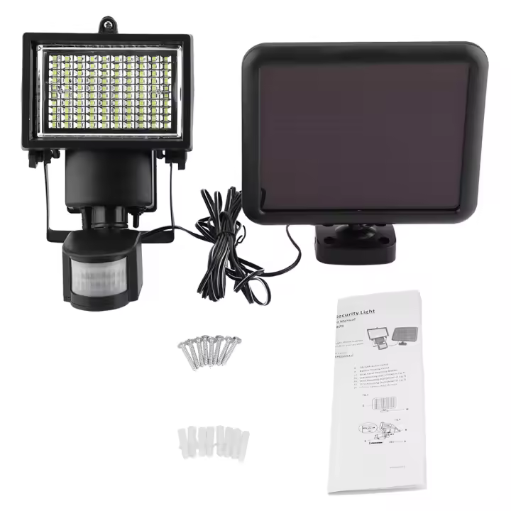 Lámpara de pared con sensor de movimiento y energía solar de 100 LED, lámpara de jardín infrarroja para exteriores - 1