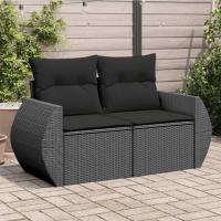 vidaXL Sofá de jardín con cojines 2 plazas ratán sintético gris claro en color Gris claro y gris oscuro/Negro/beige y gris claro y más | acolchados duraderos para sofás de jardín terraza exterior - details 1
