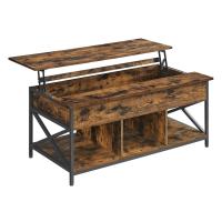 Mesa de centro con tablero elevable, espacio abierto y oculto, ideal para salón comedor, color gris carbón o marrón rústico - details 6