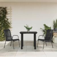 vidaXL Juego de comedor para jardín 3 piezas acero y textilene negro - details 0