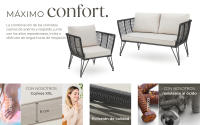 Tectake - Conjunto de salón de jardín SUNDO en diseño de cuerda con poliratán, Cómodo conjunto para jardín, compuesto por un sofá y 2 sillones para hasta 4 personas, Cojines de asiento extra gruesos y cómodos cojines para el respaldo, Poliratán resistente - details 1