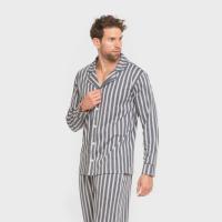 Tramas+ Pijama largo tipo camisero para hombre confeccionado en algodón 100% suave y transpirable, diseño clásico y elegante ideal para dormir o estar en casa con comodidad - details 1