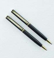 2pcs/Set Bolígrafos De Punto Fijo De Metal Mini Con Recarga Azul Y Negra Dual Portátiles Para Escuela Oficina Viaje - details 5