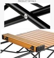 Mesa plegable de madera camping 93x55x55 cm Mesa de camping portátil, mesa de playa plegable con bolsa de transporte, mesa plegable de aluminio, para playa, barbacoa, picnic, cocina, festival, interior, oficina, latón - details 7