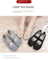 Zapatos Planos Para Mujer Slip on Plegables Con Punta Cuadrada Y Salida Hollow Fashion Casual Para Madres Zapatos Vulcánicos De Tela Algodón - details 6