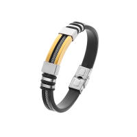 Pulsera De Acero Inoxidable Para Hombre Cadena De Pulsera De Silicona Con Encaje De Ruina Negra Estilo Punk Casual Y Elegante - details 3