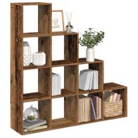 vidaXL Librería divisora 4 niveles madera negra 131,5x29x131,5 cm en color Negro/Gris sonoma/Gris hormigón y más - details 6