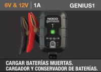 NOCO GENIUS1: Cargador de Batería 1A, 6V y 12V, Mantenedor y Desulfatador para Baterías de Plomo-Ácido y Litio de Coche y Moto - details 0