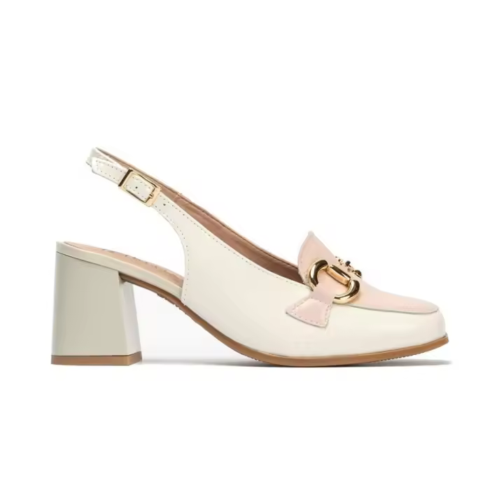 Pitillos 5795 Mocasines de tacón para mujer en blanco antiguo de piel - 1
