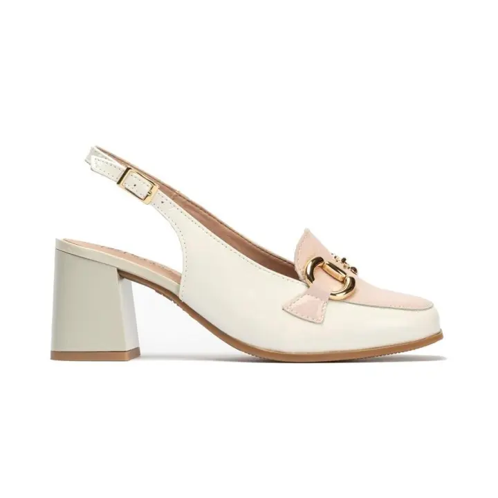 Pitillos 5795 Mocasines de tacón para mujer en blanco antiguo de piel - 1