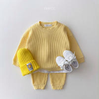 Conjunto De Ropa Para Bebé Niño Corea 2023 Conjunto De Dos Piezas Algodón Waffle Camiseta Sudadera + Pantalones Ajuste True Size - details 1