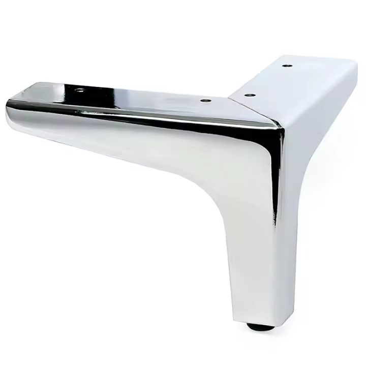Pata metálica para muebles y sofás, de hierro con acabado cromado, altura 100 mm y dimensiones 135x135 mm, resistente hasta 50 kg - 1