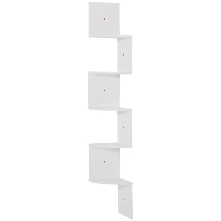 HOMCOM Estantería de esquina para pared con forma de zigzag, 20 x 20 x 126 cm, 5 niveles - 1