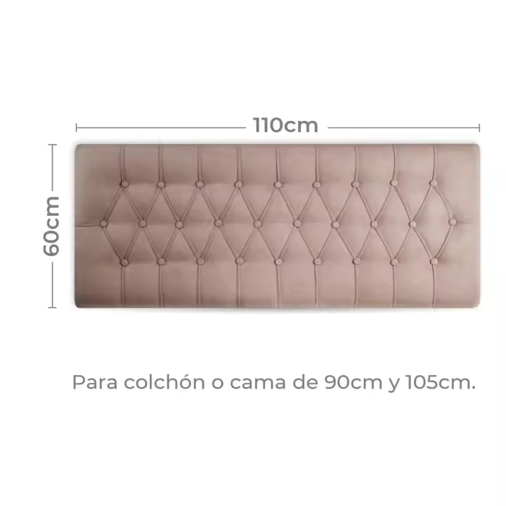Cabecero Tapizado Tela Antimanchas Pitágoras con Botón Tapizado. Factory Muebles. - 1