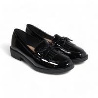 Hluna Mocasines con tacón bajo efecto CHAROL  Negro Rojo Vino y blanco - Detalle de LAZO - Elegancia - Mocasines planos Zapatos planos efecto Charol - 5301 - details 6