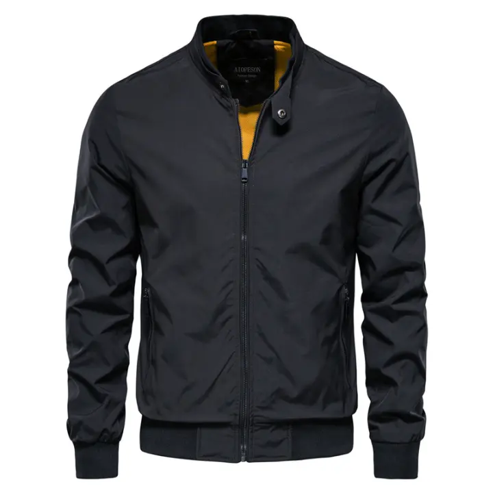 Nueva chaqueta de otoño con cuello levantado para hombre, abrigo informal de estilo coreano, chaqueta superior ajustada a la moda para hombre americano - 1