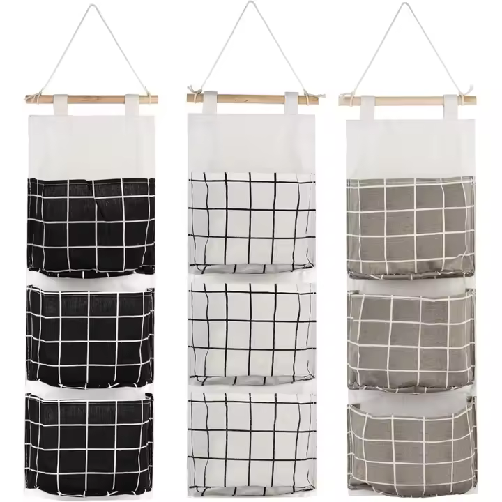Bolsa de almacenamiento de 3 piezas con 3 bolsos, cesta de Tela, Bolsa de almacenamiento, organizador para dormitorio, baño, impermeable y elegante (negro/gris/Blanco) - 1