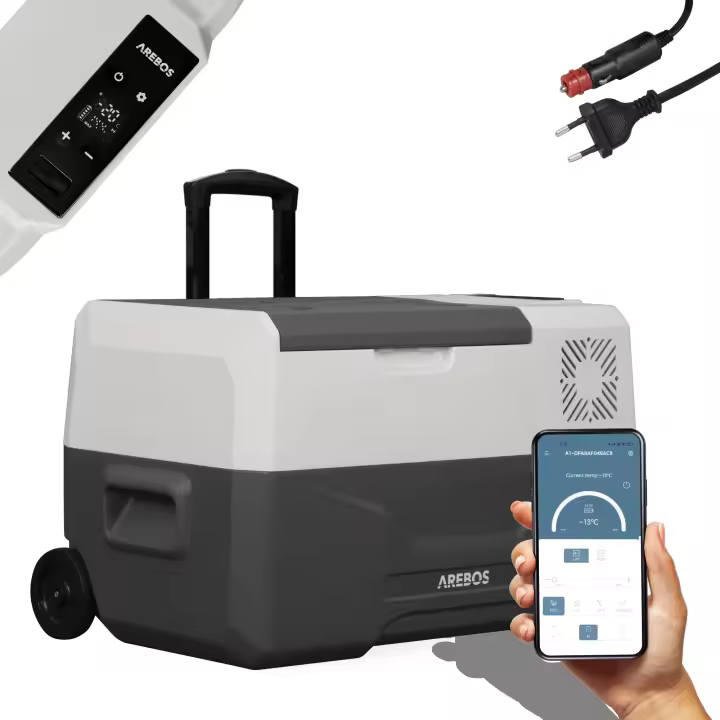 AREBOS Caja refrigerada 27 L con ruedas coche nevera APP congelador caja camping - 1