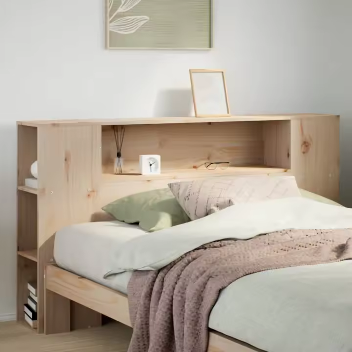 Cabecero de cama con almacenaje madera maciza de pino 120 cm - 1