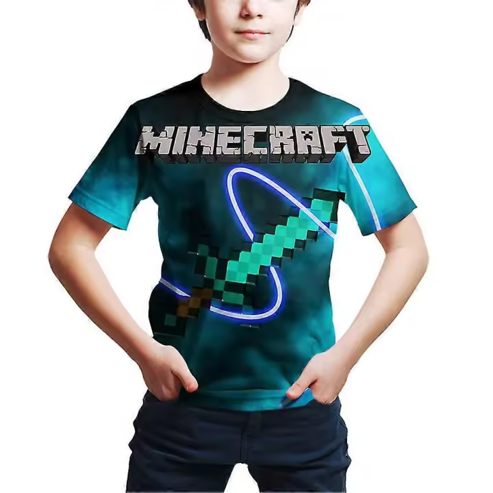 Minecraft Juego Impresa Boy Tops de manga corta Camiseta de Verano - 1