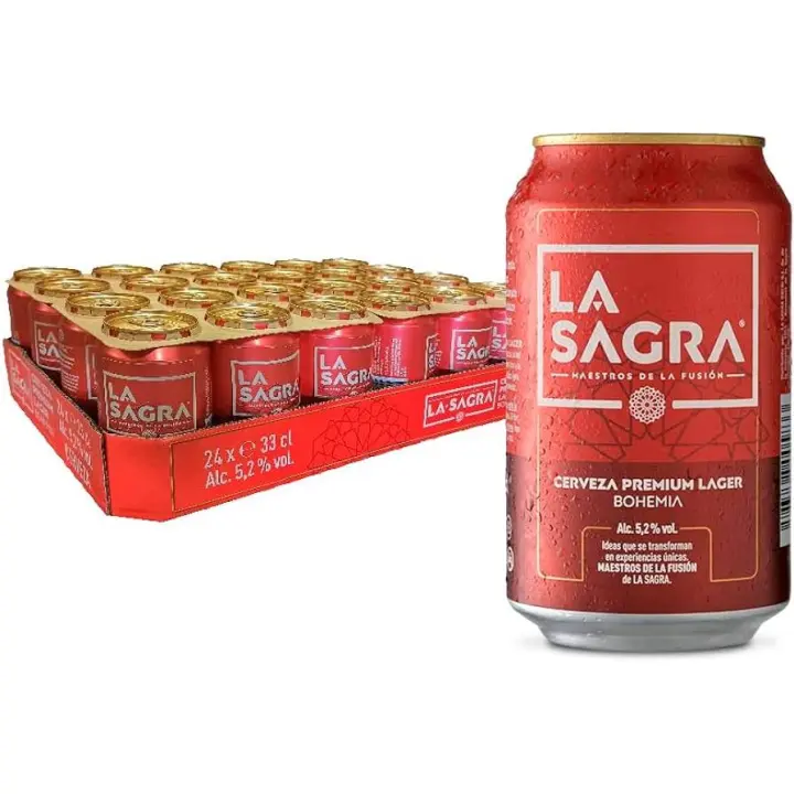 La Sagra - Cerveza Lager estilo Pilsner - Alc. 5,2% Vol. - Caja de 24 latas de 330 ml - Total: 7920 ml - 1