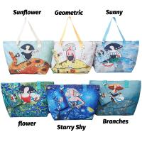 Bolso de playa plegable grande con cremallera con diseño de La Menina Bolso de hombro ligero y duradero con monedero incluido, ideal para compras, camping y viajes, diseño de hojas tropicales impreso, múltiples colores disponibles - details 4