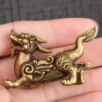 2pcs Pares De Cuernos De Delfín Y Caudal De Oveja Decoración De Hogar De Animales Mitológicos Chinos Cabeza De Dragón Y Cuernos De Ciervo En Latón Para Adornos Del Hogar - details 4